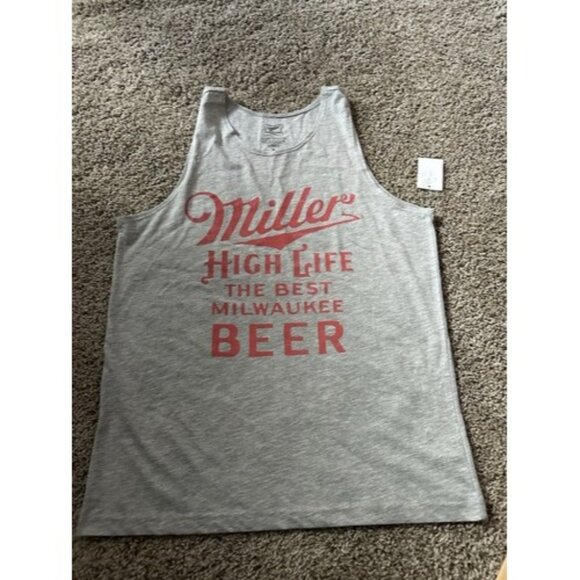 Miller High Life Tank Top Muscle Shirt Mens Size Medium Gray Pullover Casual - Picture 1 of 10